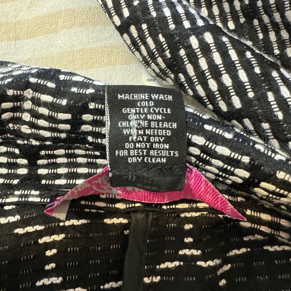 Peck & Peck Black and White Geometric Pattern Front Tie 3/4 Sleeve Jacket NWT - Picture 7 of 10